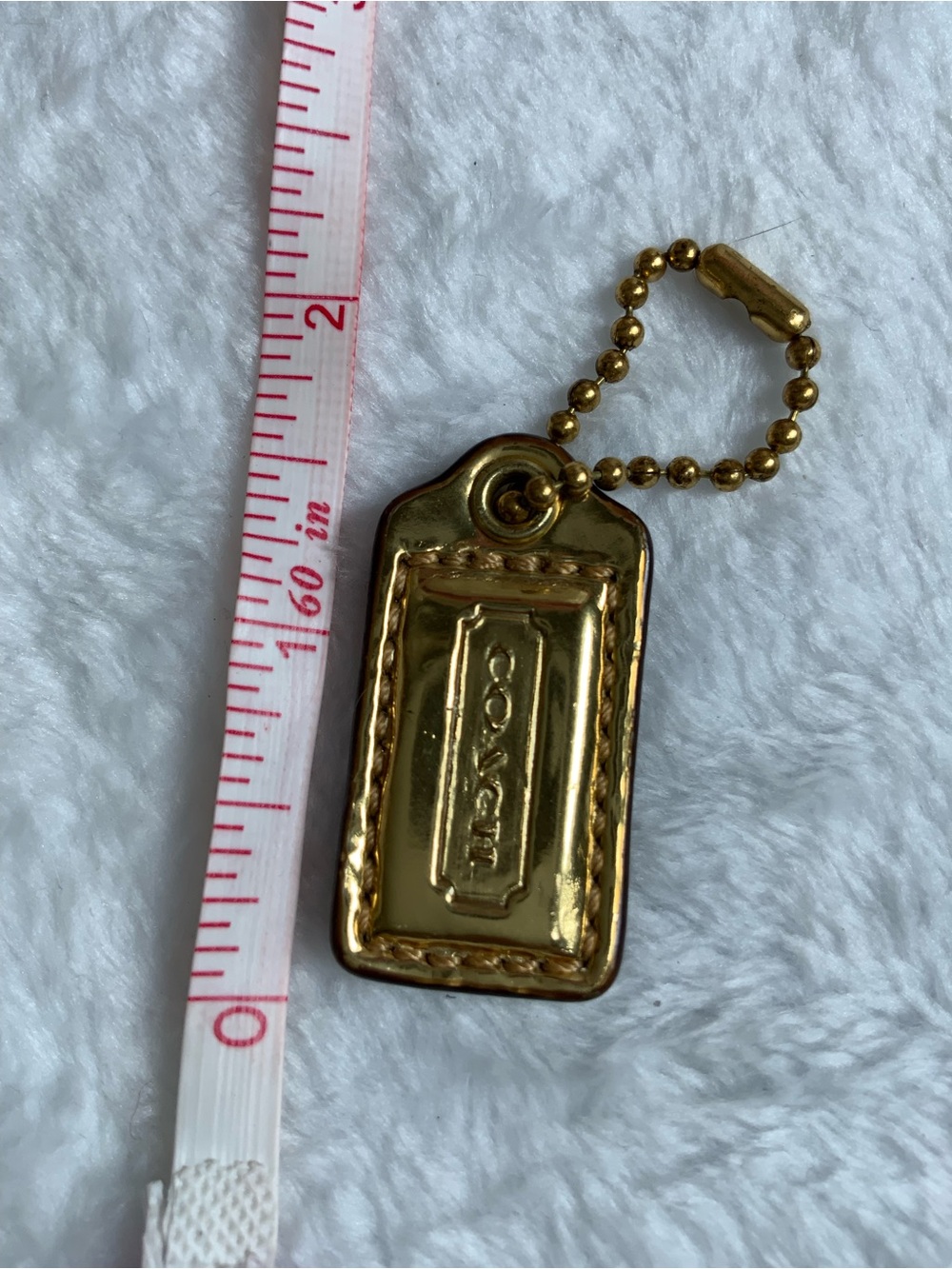 Coach Metallic Gold Leather Tag Key Fob (70)